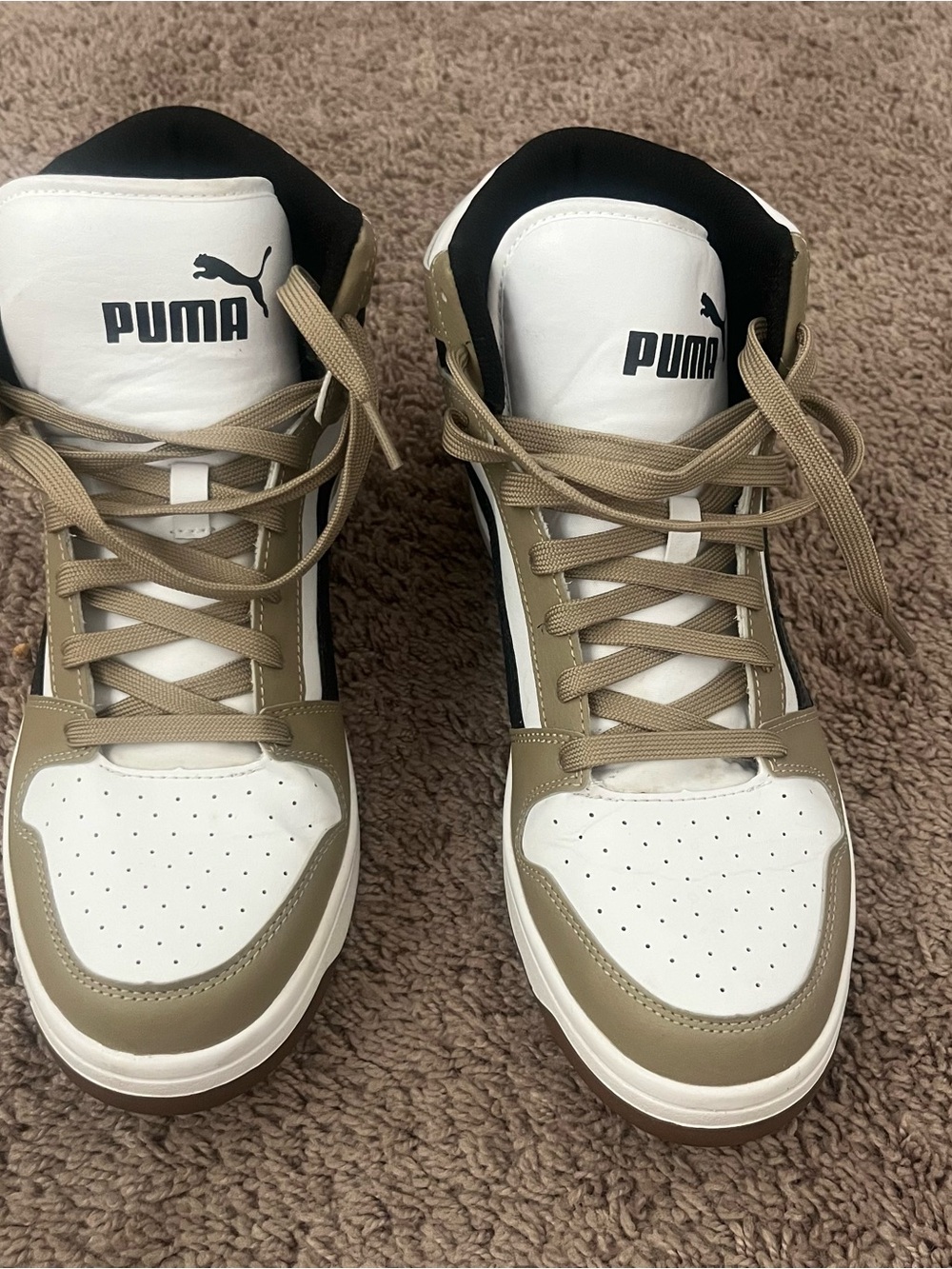 Puma Men's White and Tan High-Top Sneakers